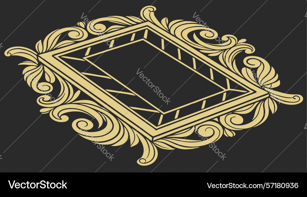 Ornate horizontal rectangular frame vector image