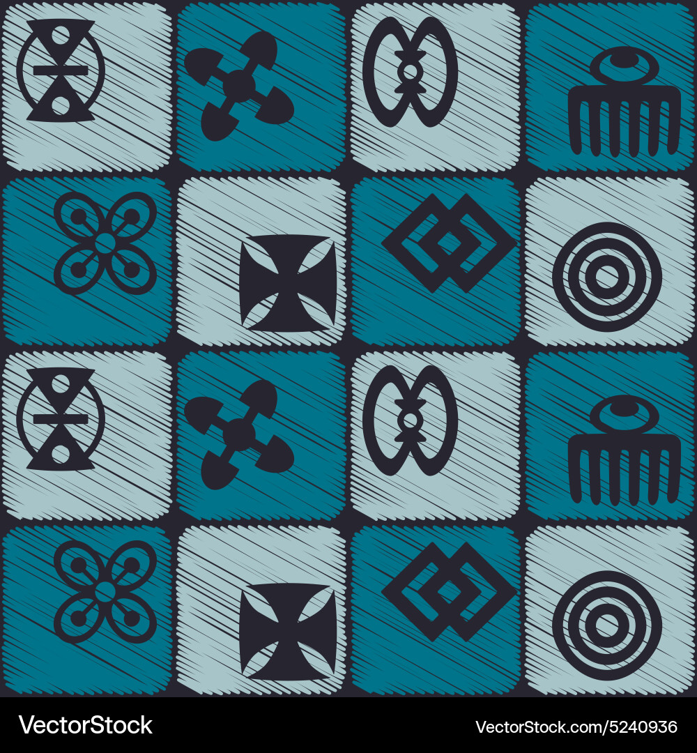Seamless background with adinkra symbols Vector Image