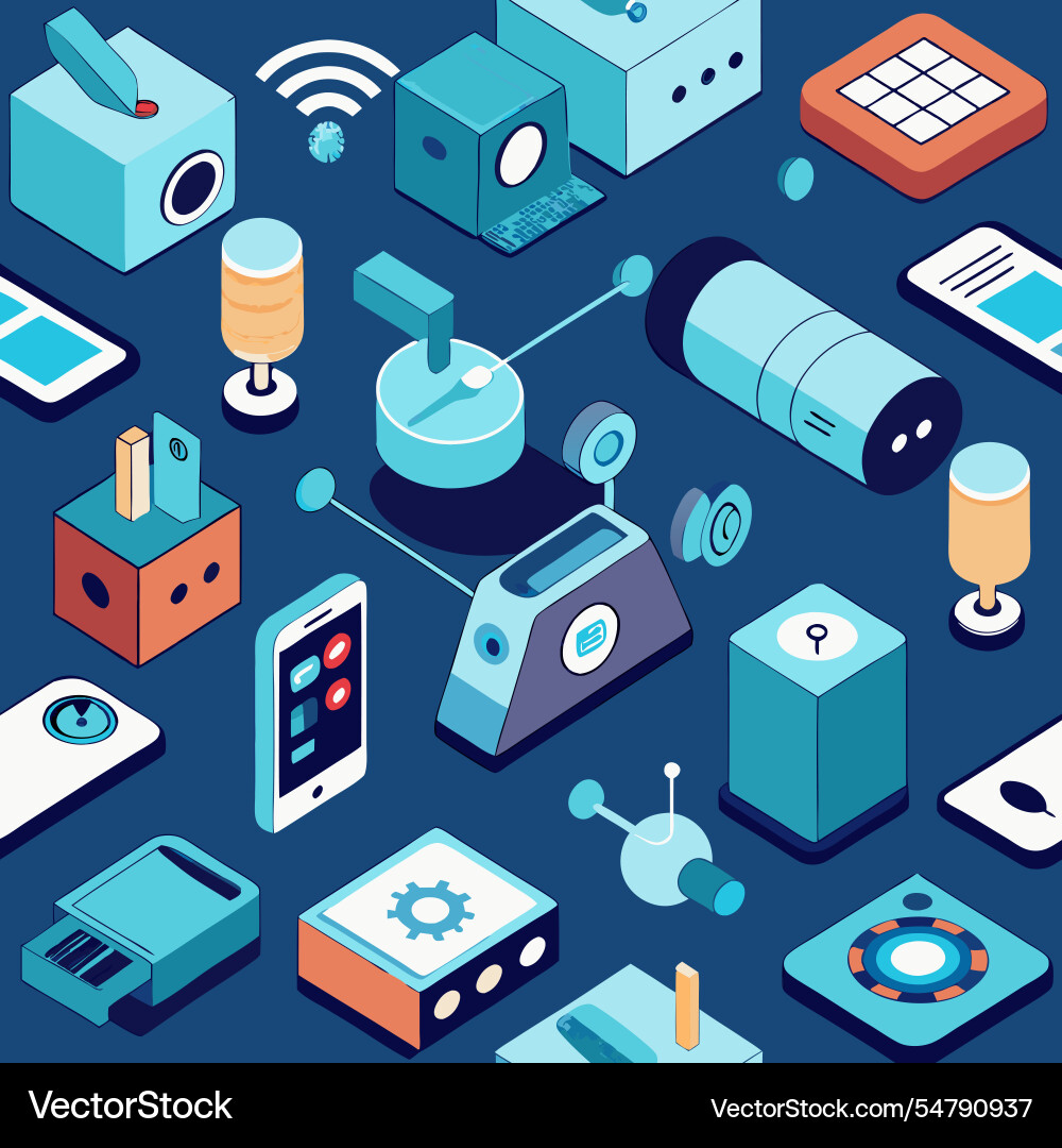 3d iot gadgets pattern a dynamic display vector image