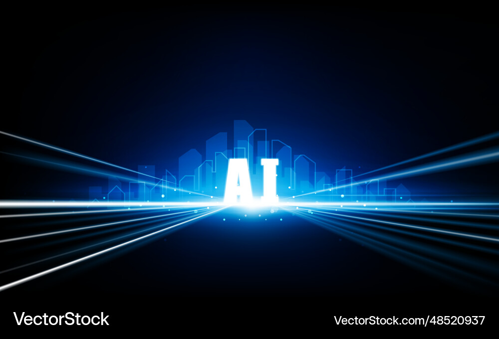 Abstract artificial intelligence key door open Abstract artificial intelligence key door open vector image