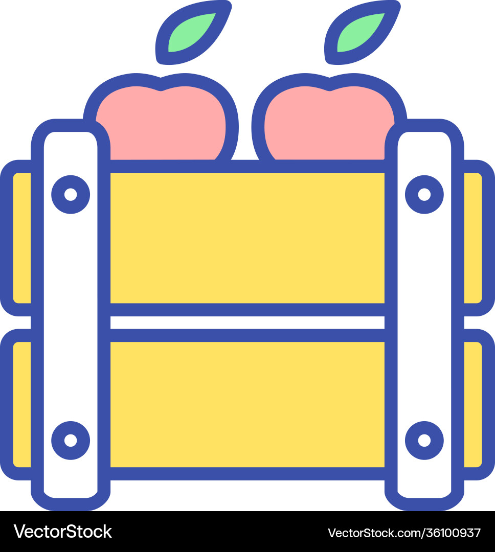 Apples in crates rgb color icon Apples in crates rgb color icon Vector Image