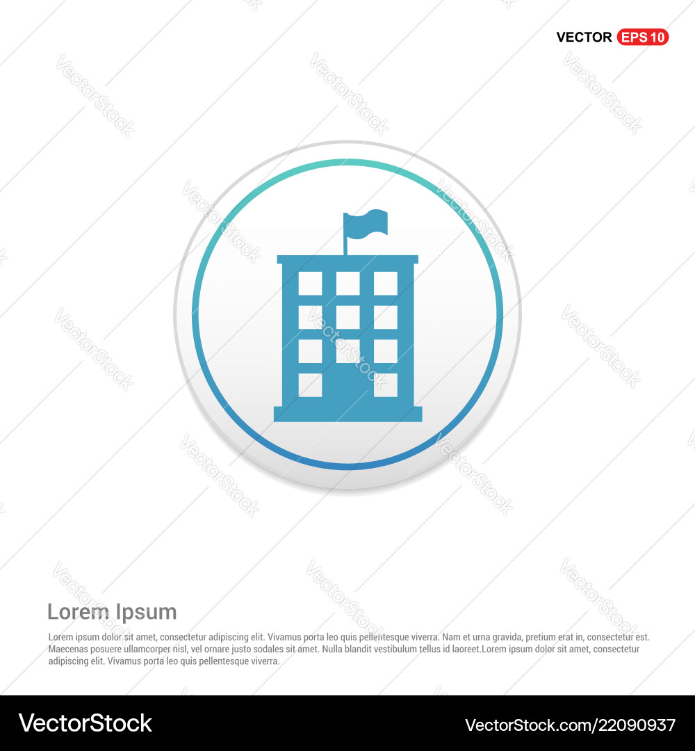 Building icon - white circle button Building icon - white circle button Vector Image