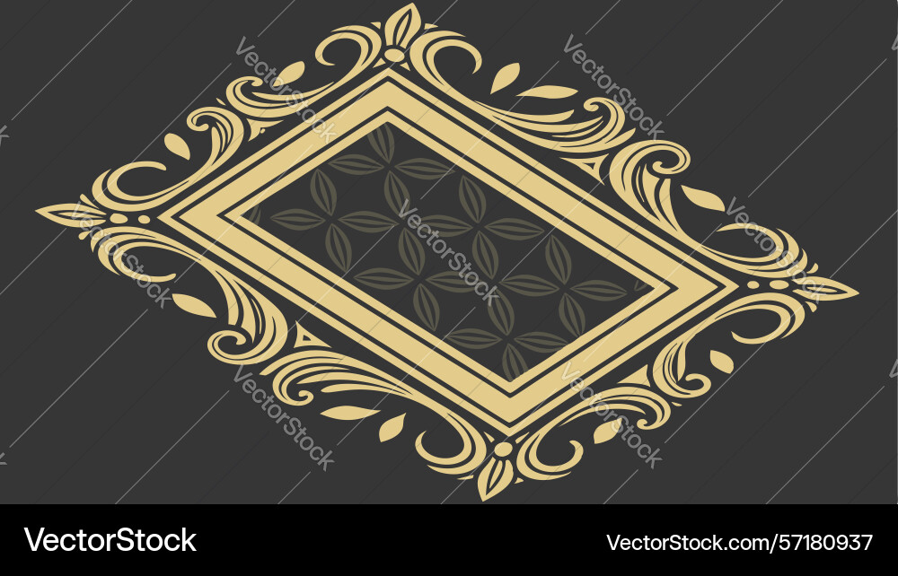 Empty ornate rectangular frame with textured vector image