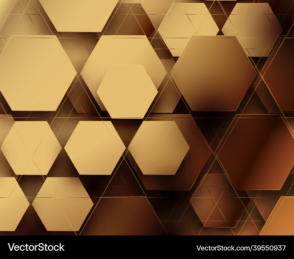 Golden Hexagon Repeating Pattern Vector Image