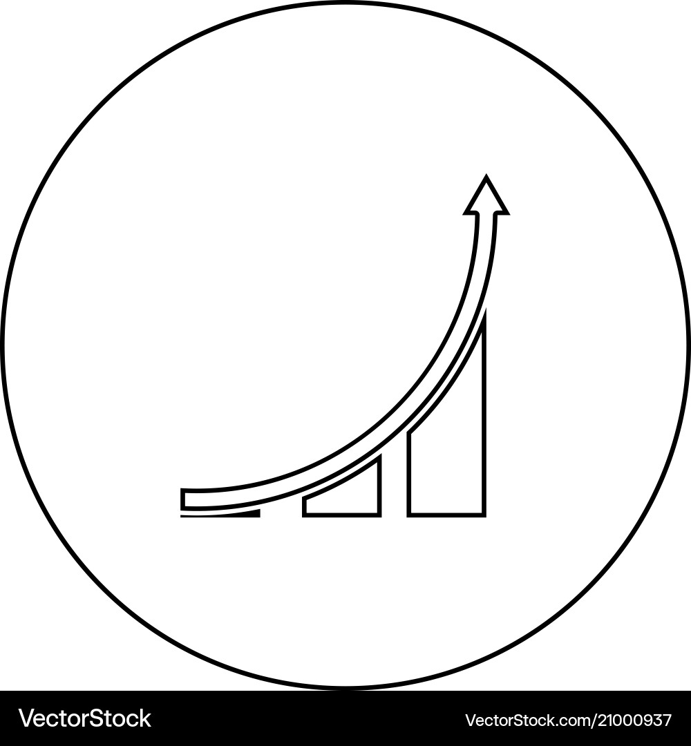 Graph icon black color in circle Vector Image