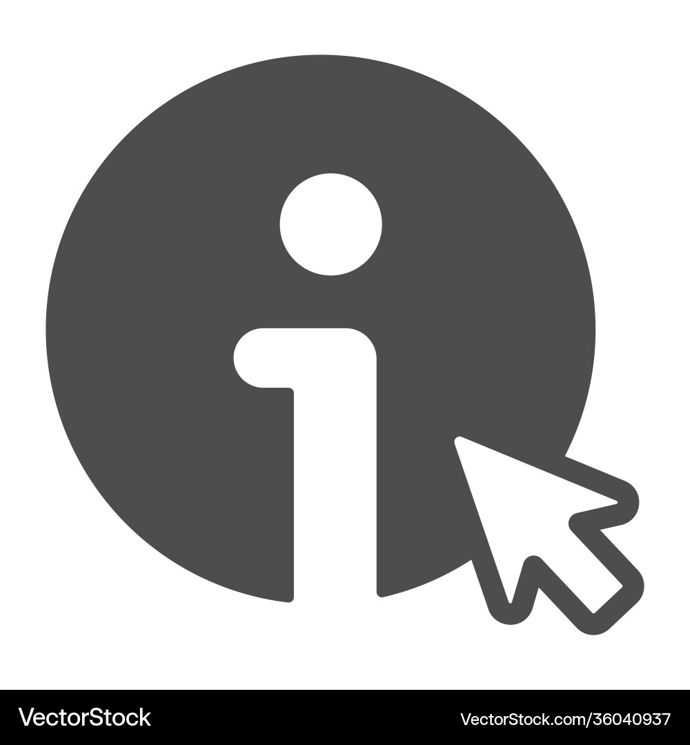 Information sign and cursor solid icon startup Information sign and cursor solid icon startup Vector Image