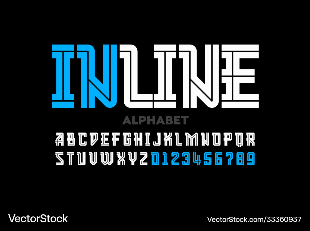 Modern Inline Alphabet Font vector image