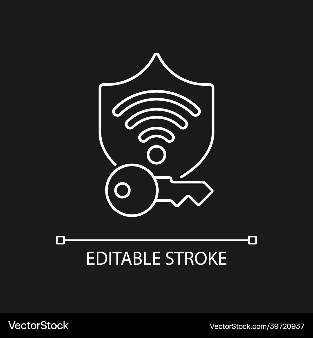 Protected wifi password white linear icon Vector Image