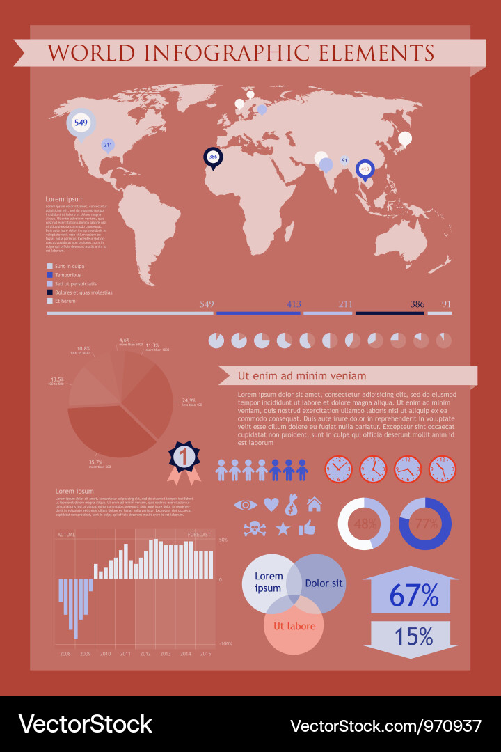 Red Data Infographic Elements Vector Image