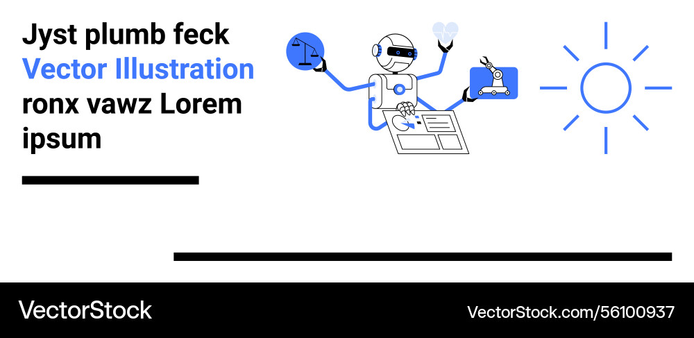 Robot utilizing multiple tools depicting Robot utilizing multiple tools depicting vector image