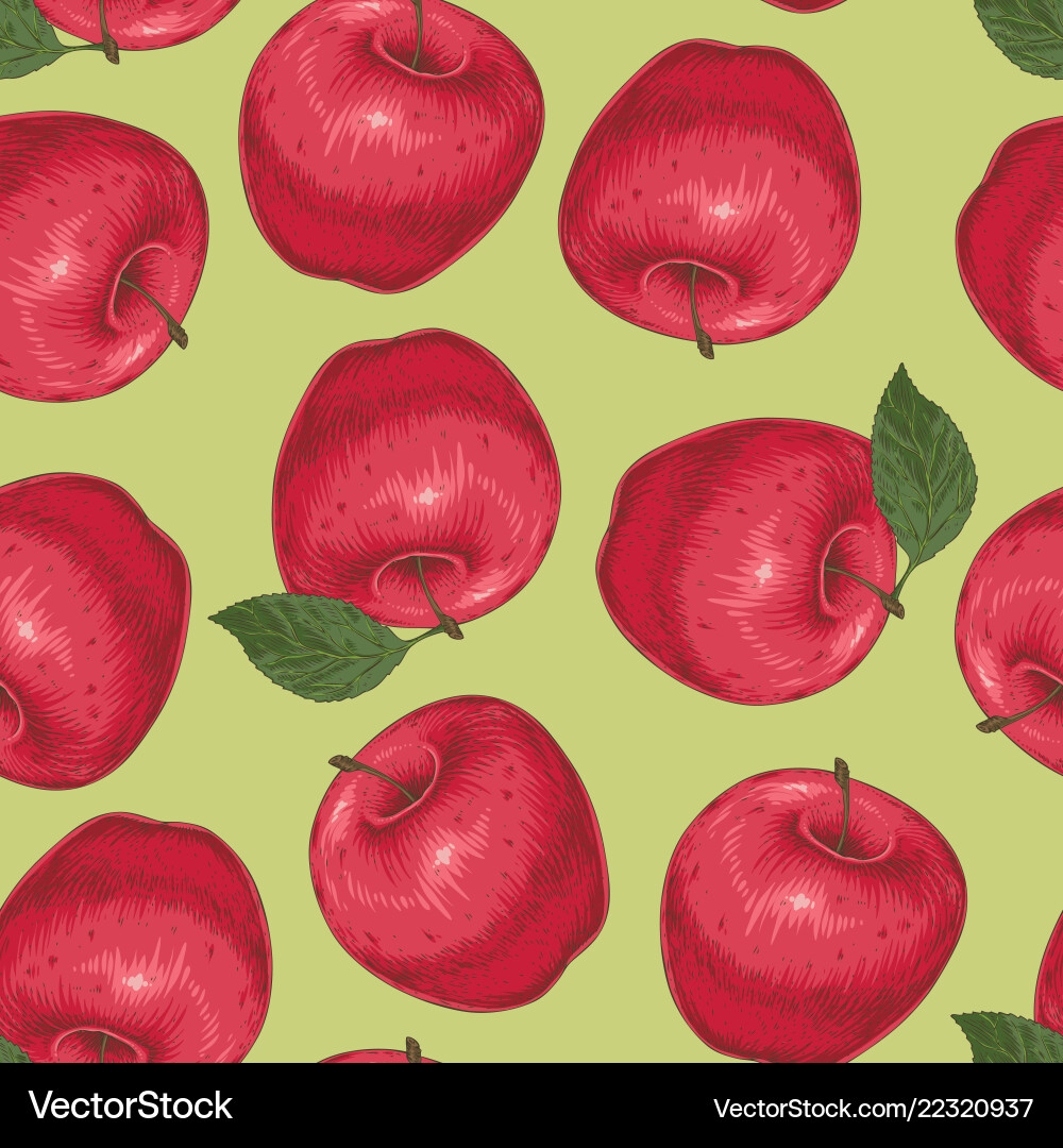Seamless pattern red apples Seamless pattern red apples vector image