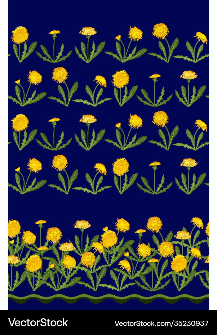 Seamless pattern with dandelion isolated on dark Seamless pattern with dandelion isolated on dark Vector Image
