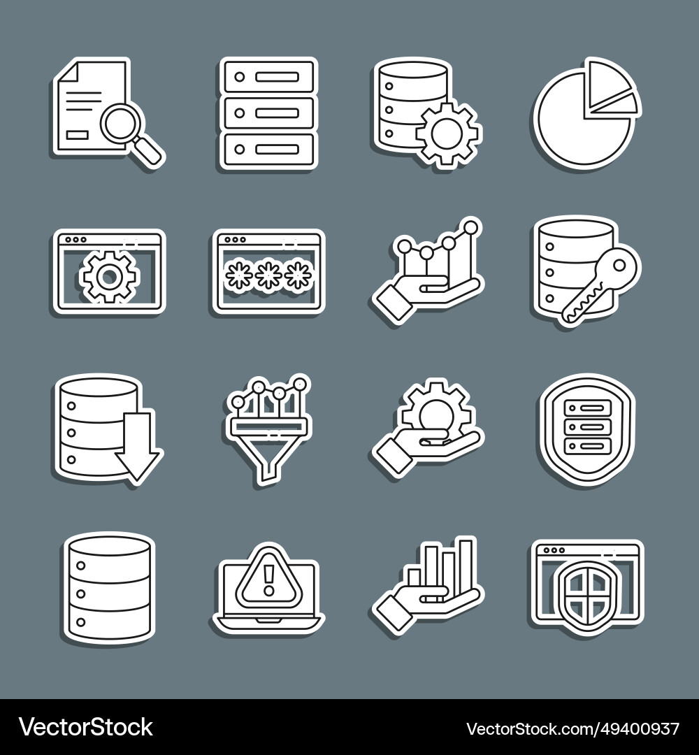 Set line browser with shield server security key Set line browser with shield server security key Vector Image