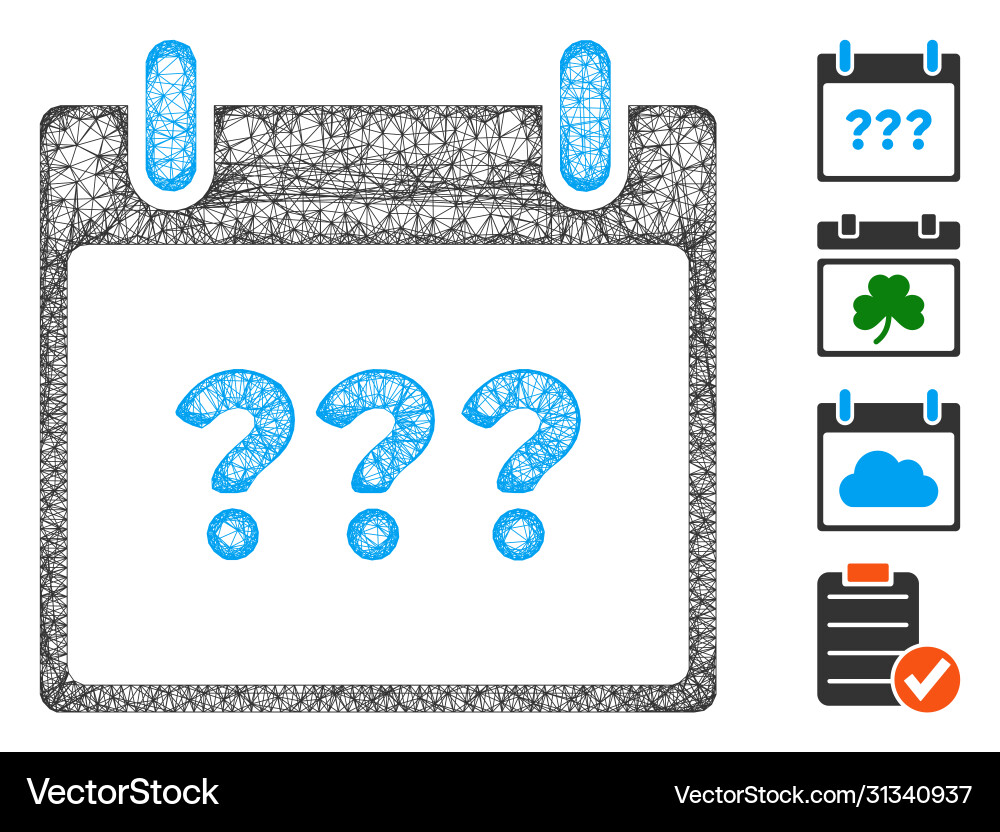 Unknown day calendar page web mesh Unknown day calendar page web mesh vector image