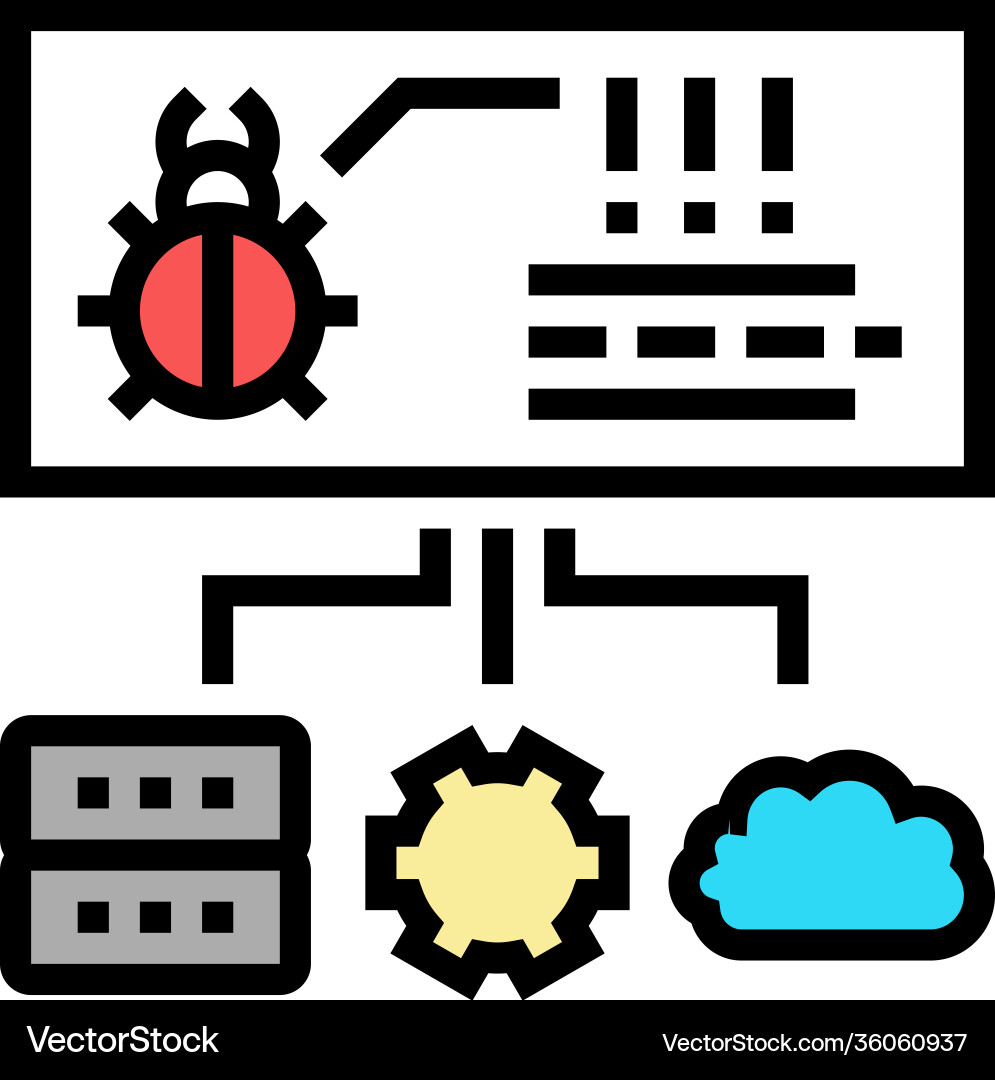 Virus on server cloud and computer components vector image