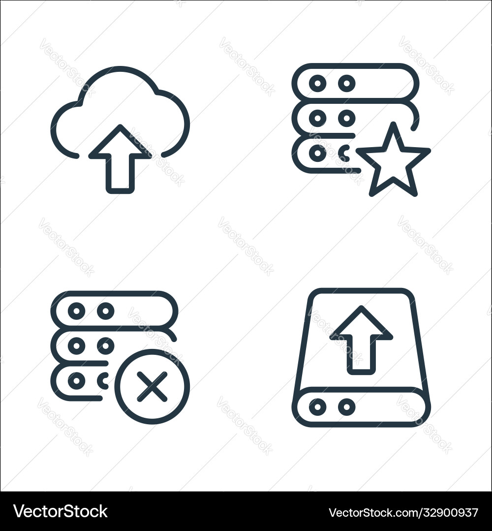 Work office server line icons linear set quality Work office server line icons linear set quality vector image