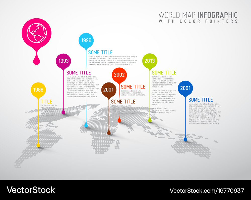 World map with pointer marks vector image