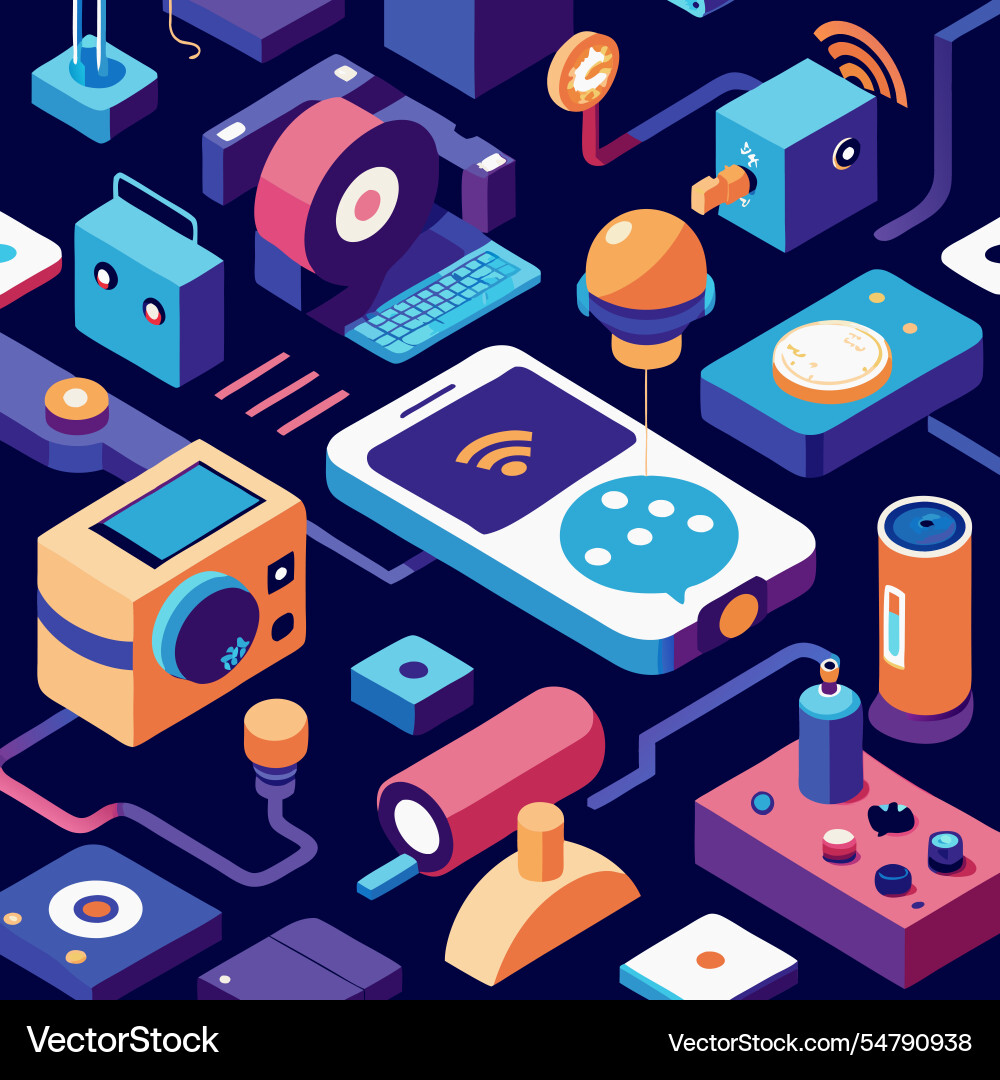 3d iot gadgets pattern a dynamic display vector image