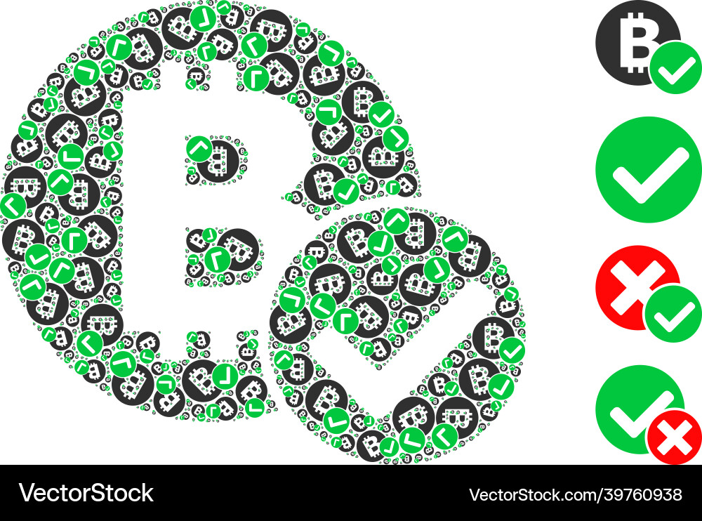 Accept bitcoin icon recursive mosaic Accept bitcoin icon recursive mosaic vector image