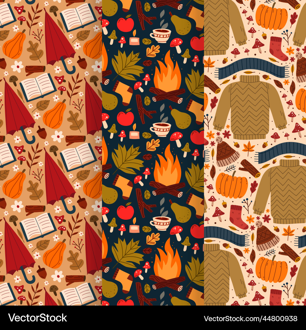 Autumn pattern collection design vector image