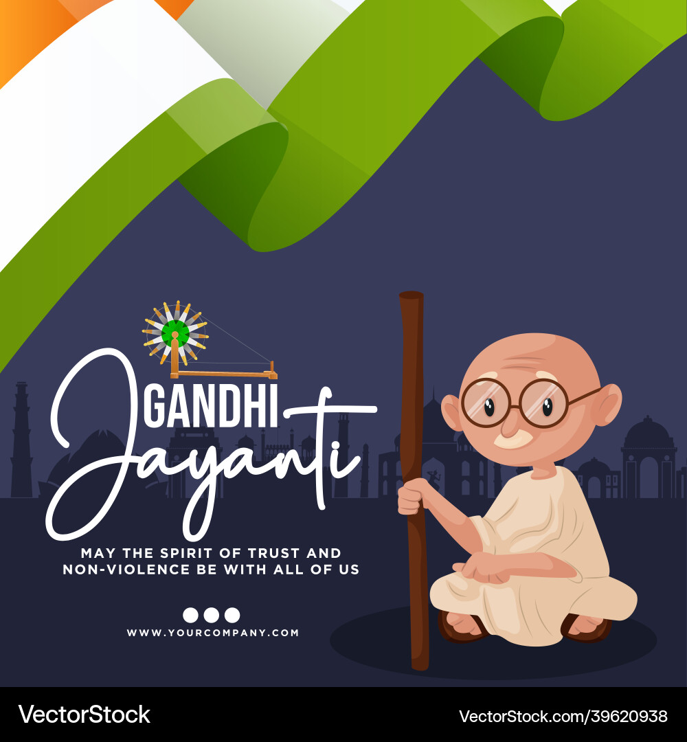 Banner design of gandhi jayanti vector image