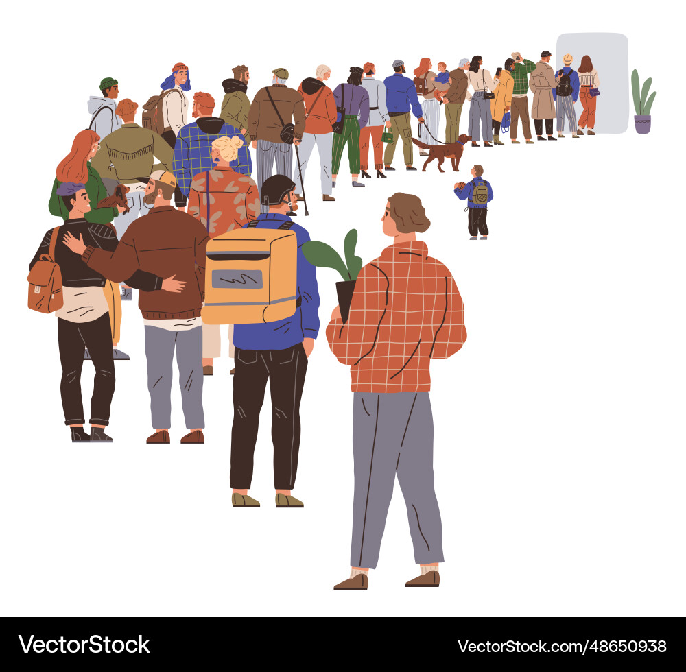 Big queue the crowd was orderly with everyone Vector Image