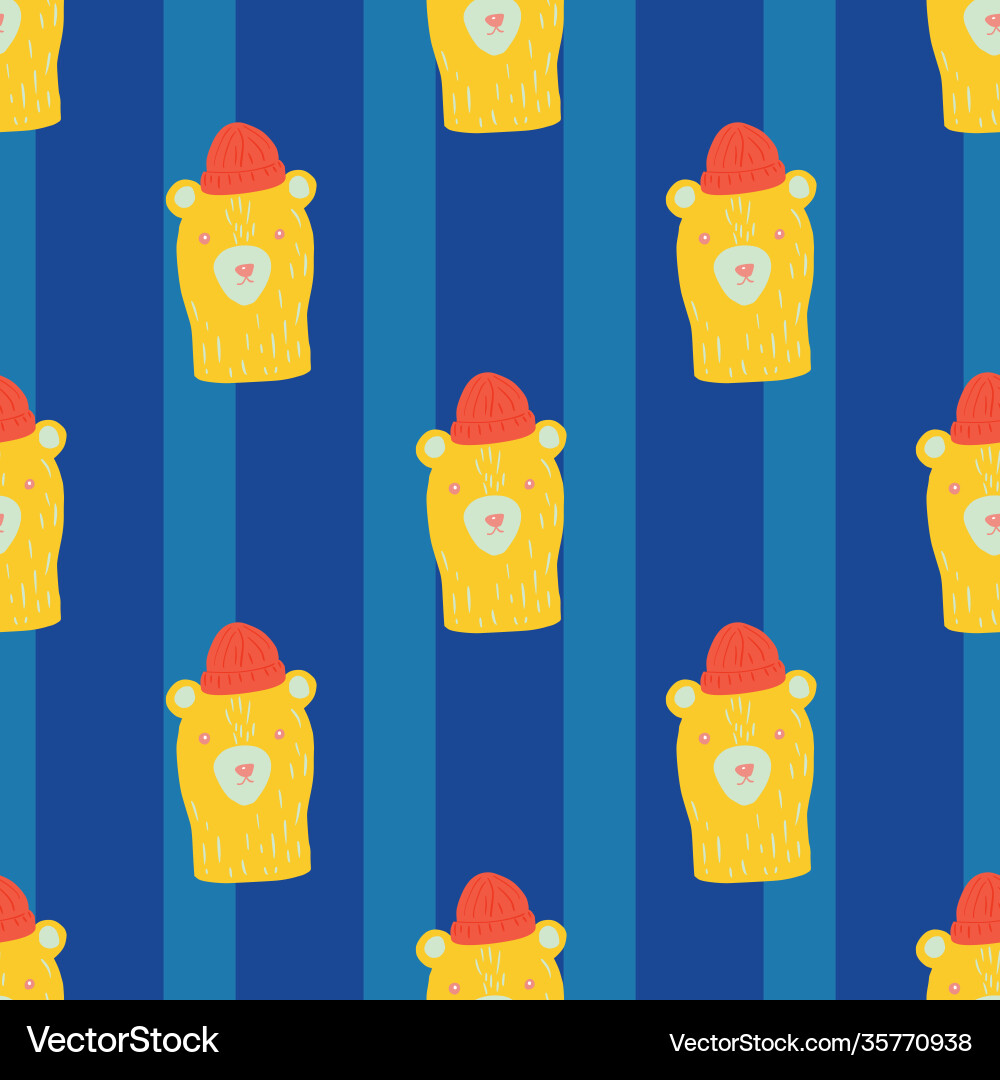 Bright funny seamless pattern with yellow bear Bright funny seamless pattern with yellow bear vector image