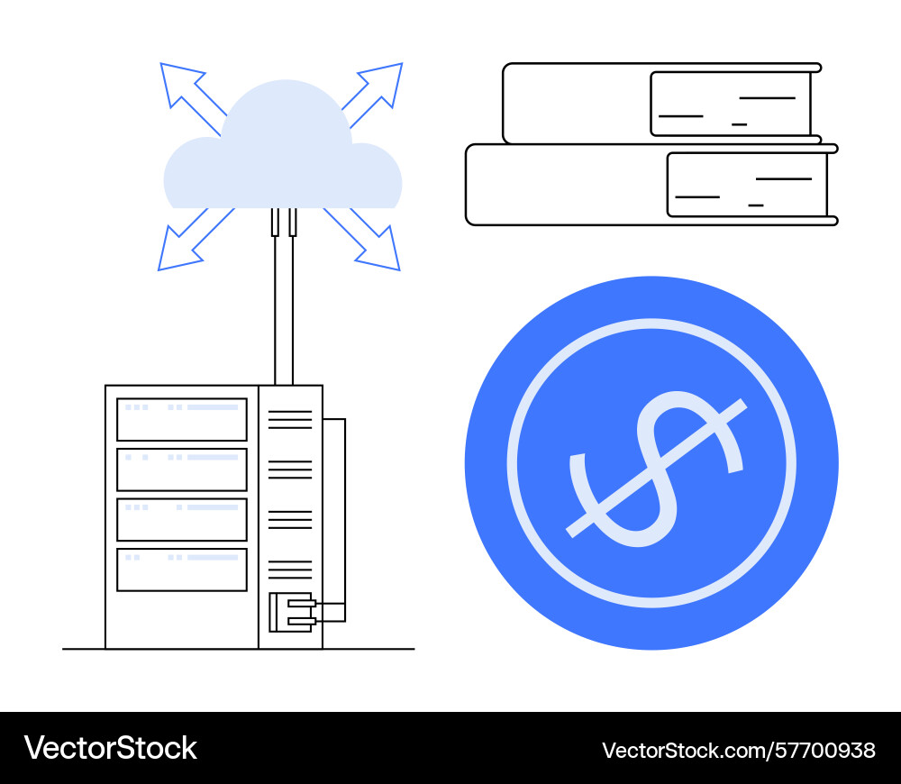 Cloud data storage with server financial symbol Cloud data storage with server financial symbol vector image
