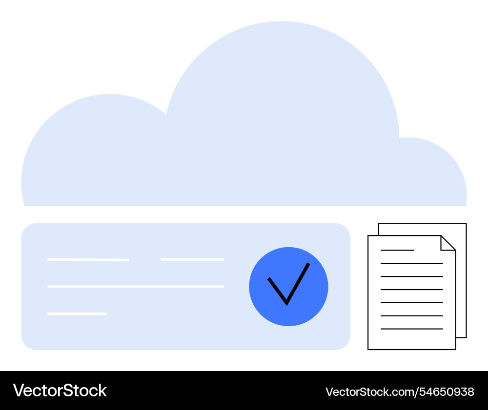 Cloud storage icon with verification checkmark Cloud storage icon with verification checkmark Vector Image