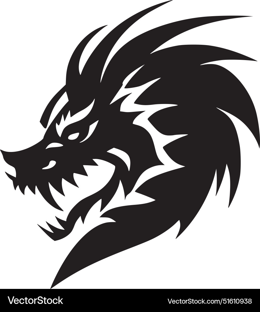 Dragon - black and white Royalty Free Vector Image