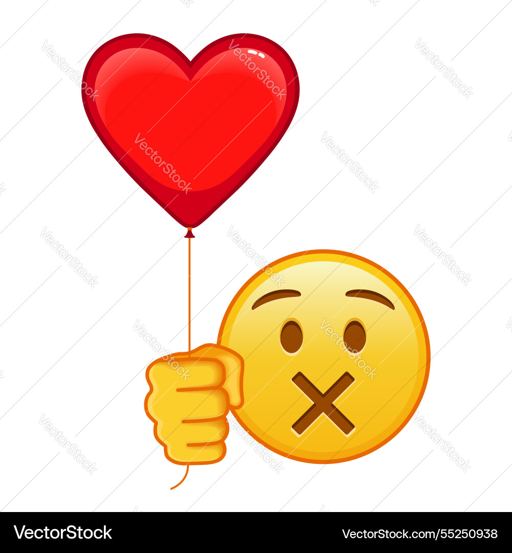 Face with crossed out mouth red heart baloon Face with crossed out mouth red heart baloon vector image