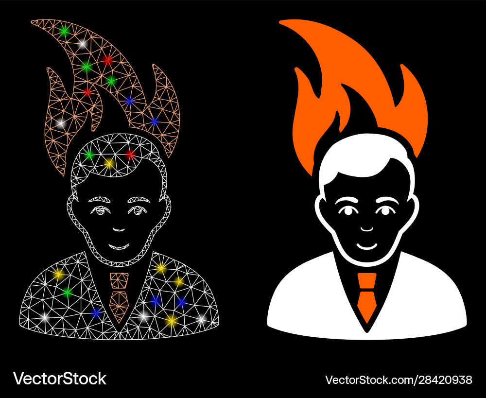 Flare mesh network fired manager icon with Flare mesh network fired manager icon with vector image