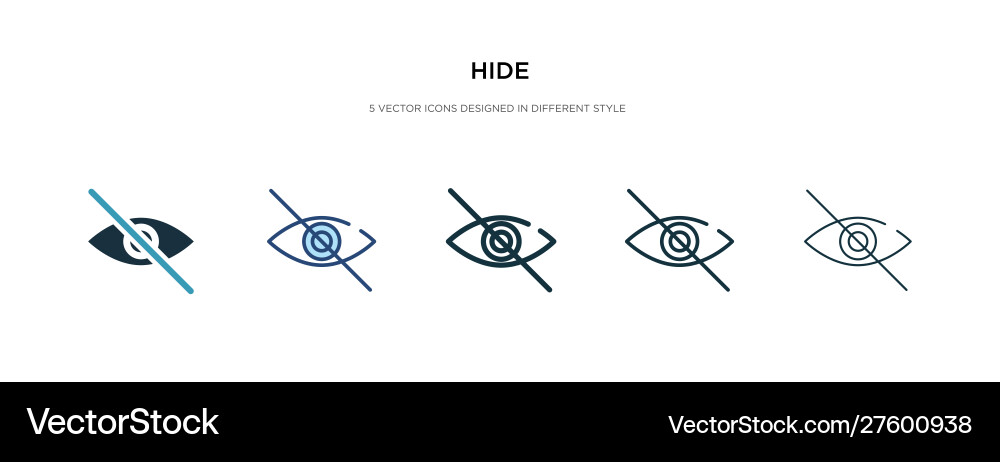 Hide icon in different style two colored vector image