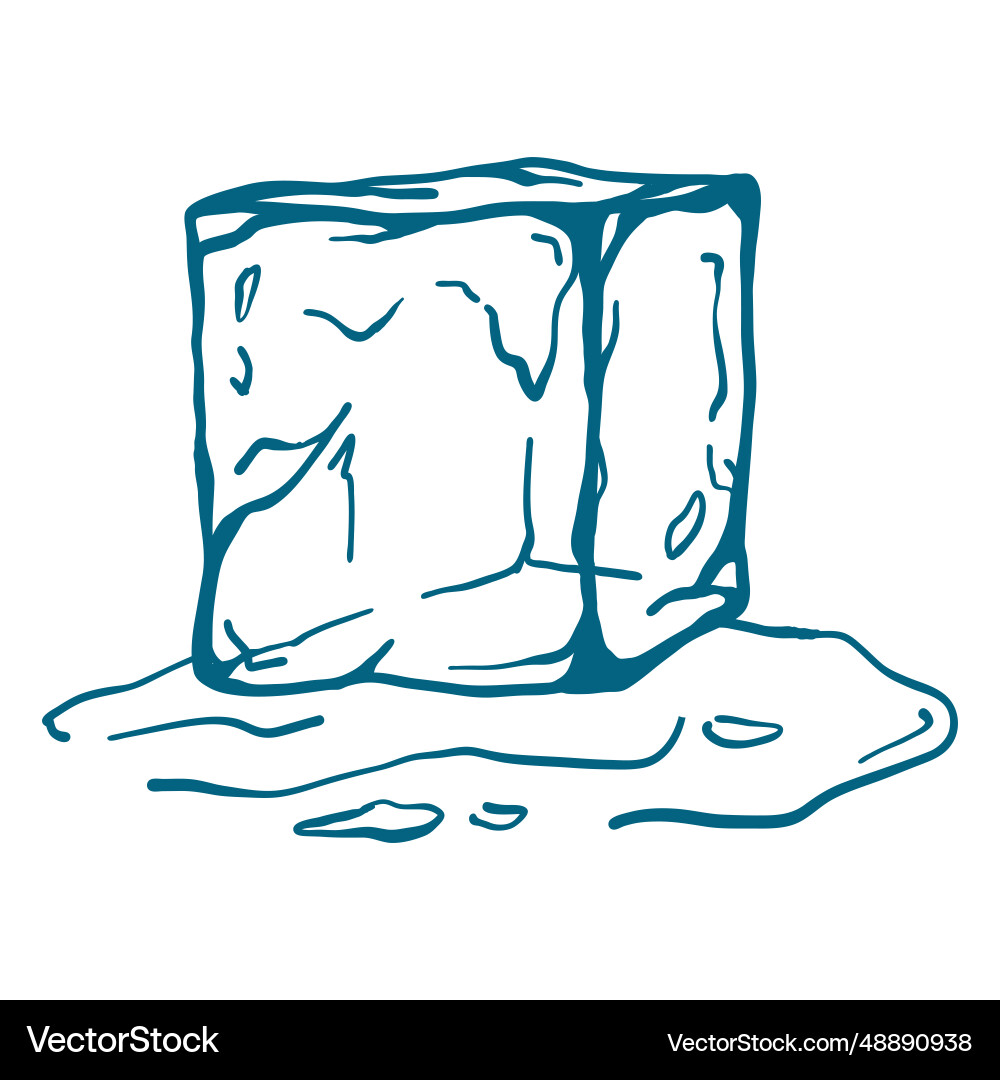 Ice cube melting stroke design – Royalty-Free Vector | VectorStock, image size:1000x1080