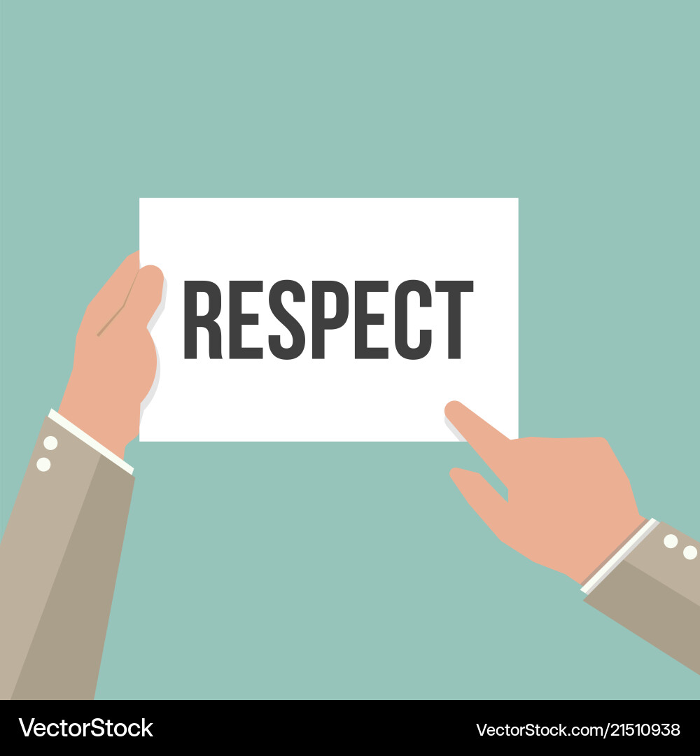 Man showing paper respect text Man showing paper respect text vector image