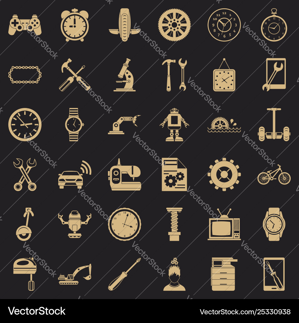 Mechanic icons set simple style Mechanic icons set simple style vector image