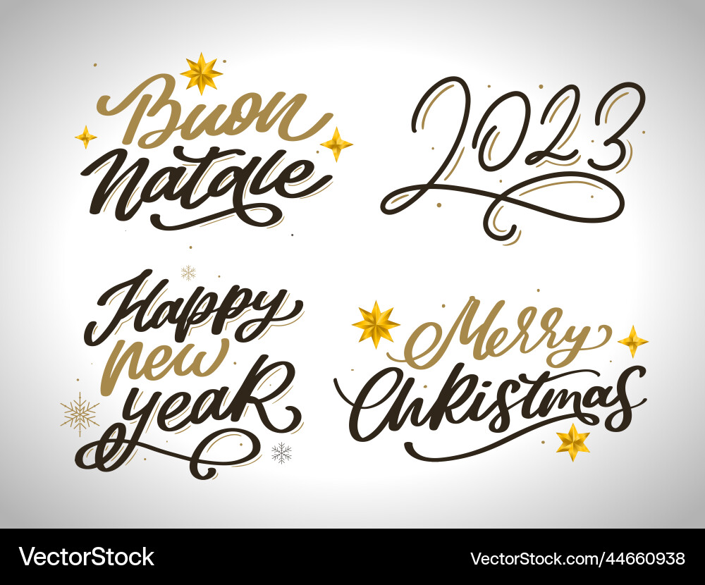 Merry christmas set 2023 happy new year Merry christmas set 2023 happy new year vector image