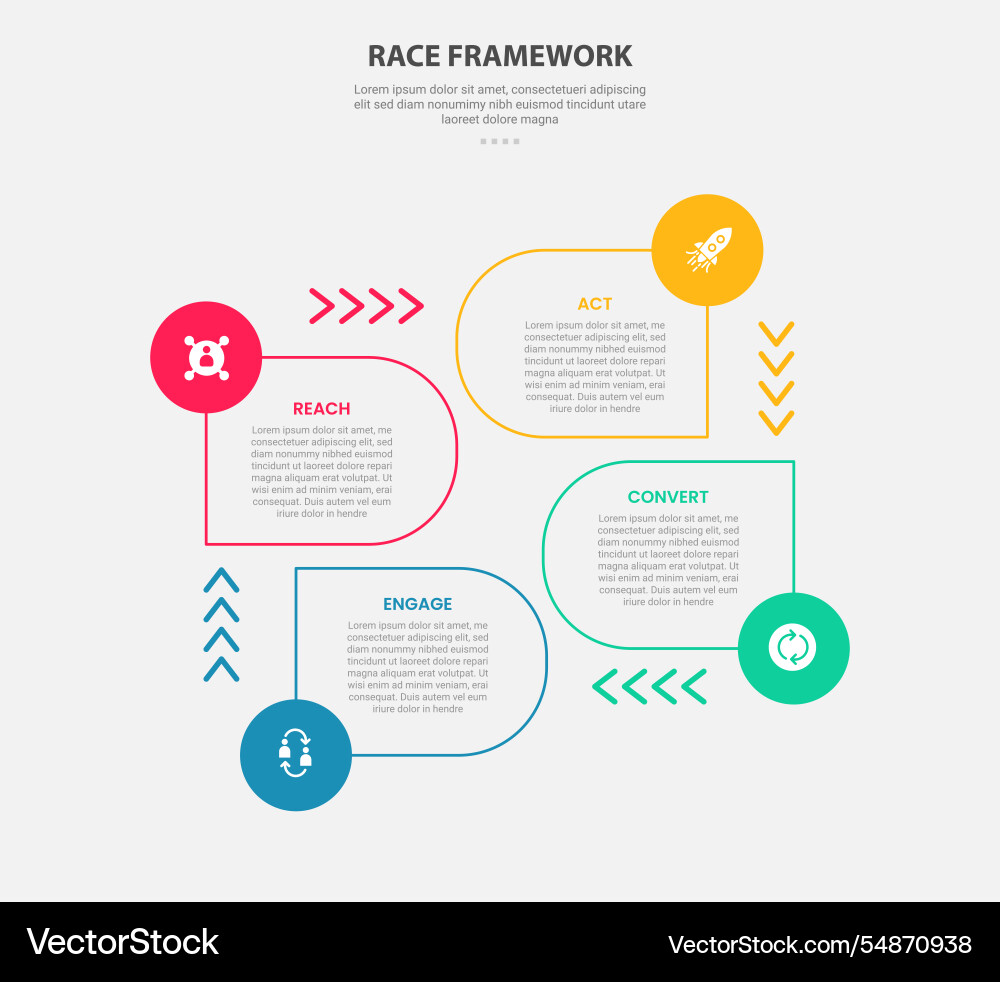 Race framework infographic outline style with 4 Race framework infographic outline style with 4 vector image