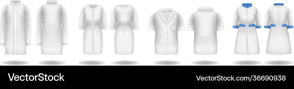 Realistic doctor coat mock up empty lab uniform Realistic doctor coat mock up empty lab uniform Vector Image