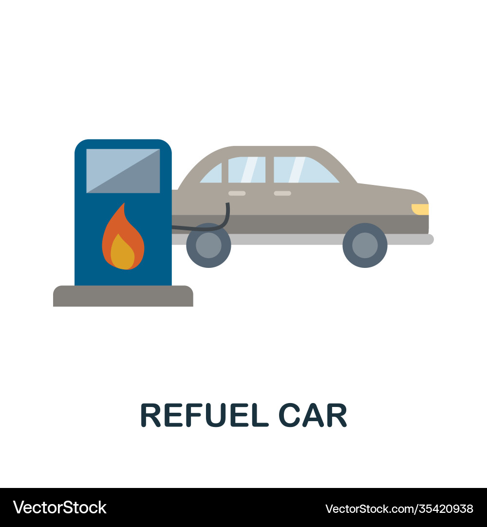 Refuel car flat icon color simple element from Vector Image