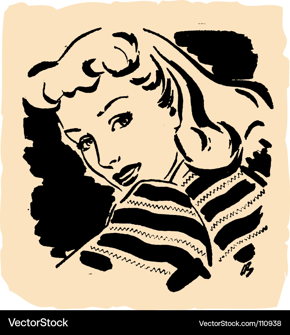 Retro Woman Portrait Vector Image