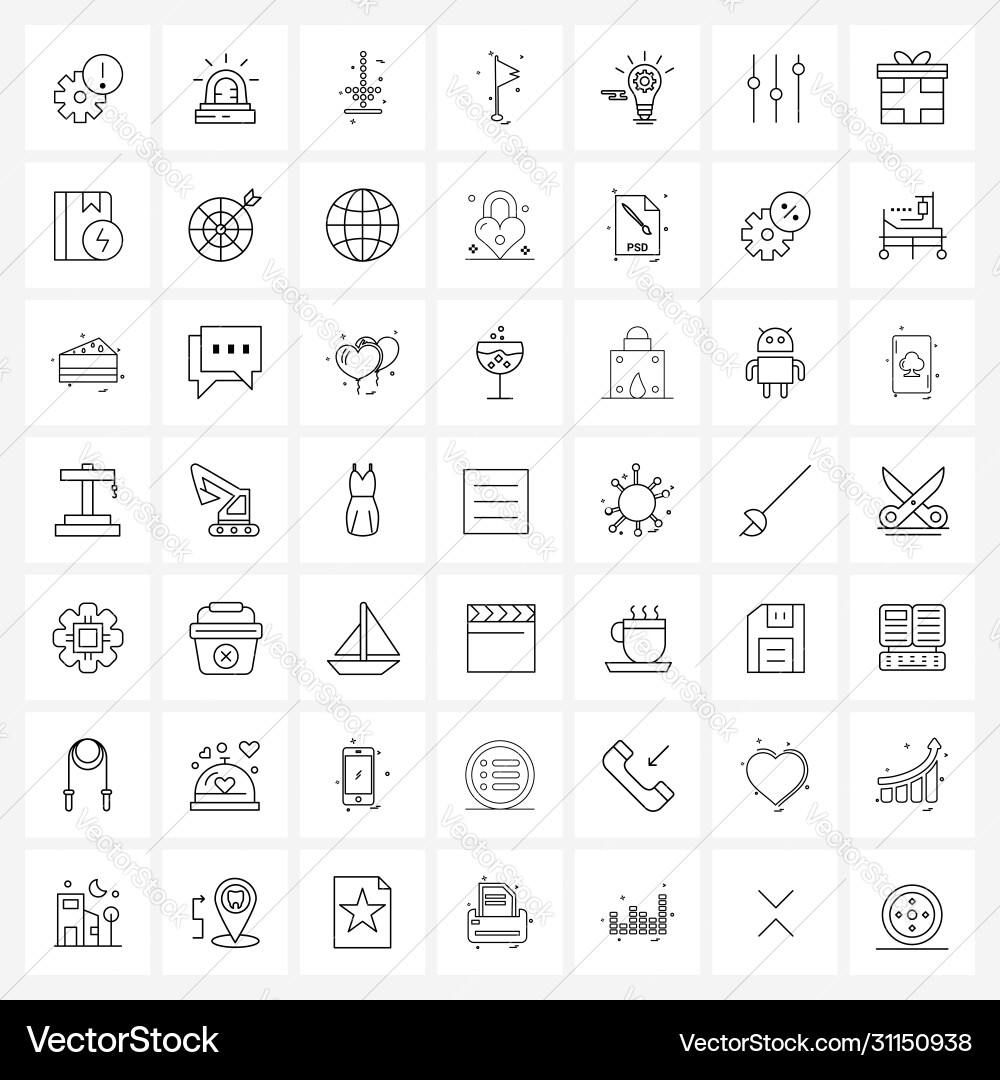 Set 49 universal line icons flag arrow flags vector image