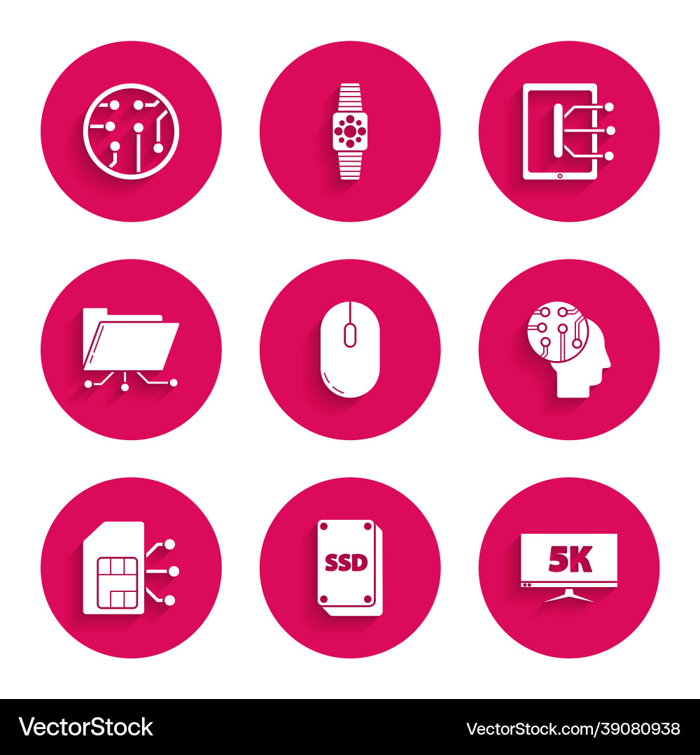 Set computer mouse ssd card monitor display Set computer mouse ssd card monitor display vector image