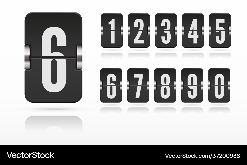 Set flip score board numbers floating Vector Image
