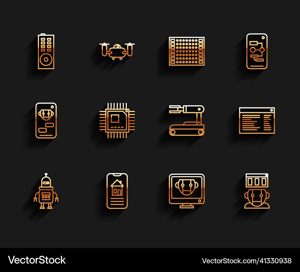 Set line robot smart home remote control bot Set line robot smart home remote control bot vector image
