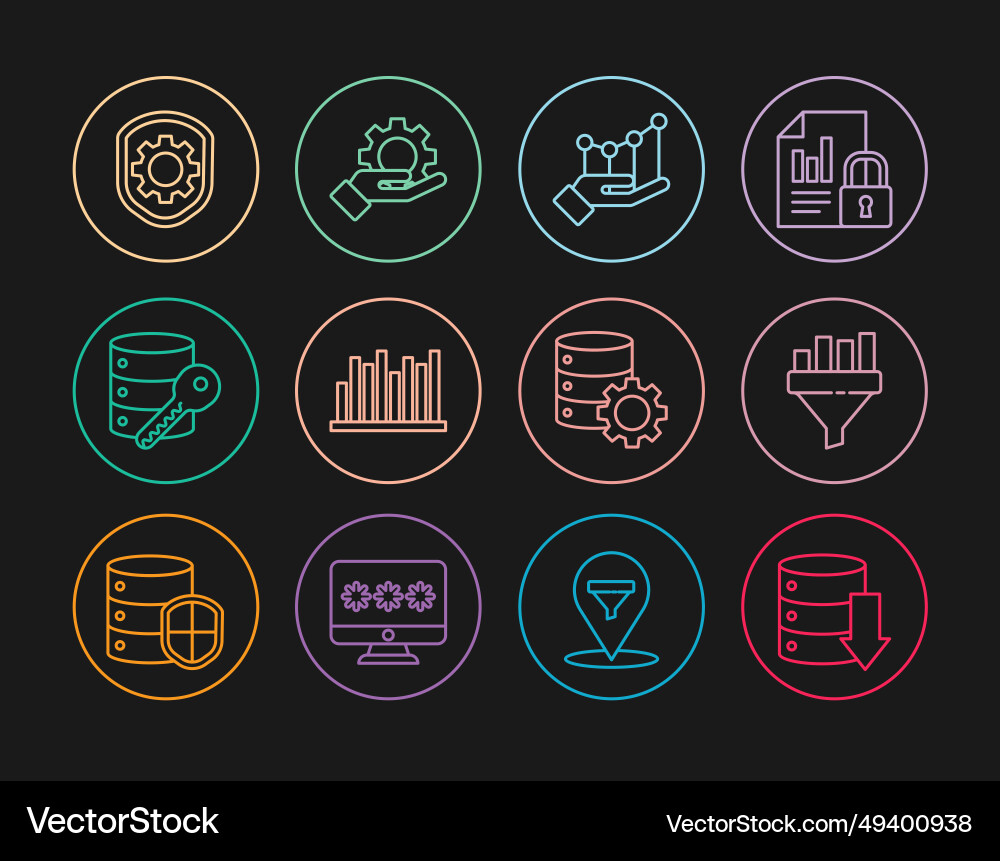 Set line server data web hosting sales funnel Set line server data web hosting sales funnel vector image