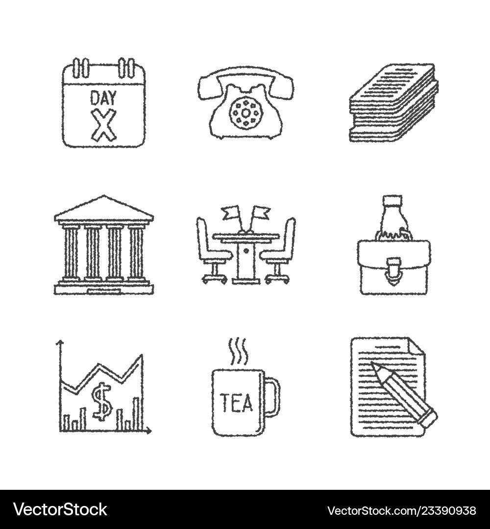 Set of business icons and concepts in sketch style Set of business icons and concepts in sketch style Vector Image
