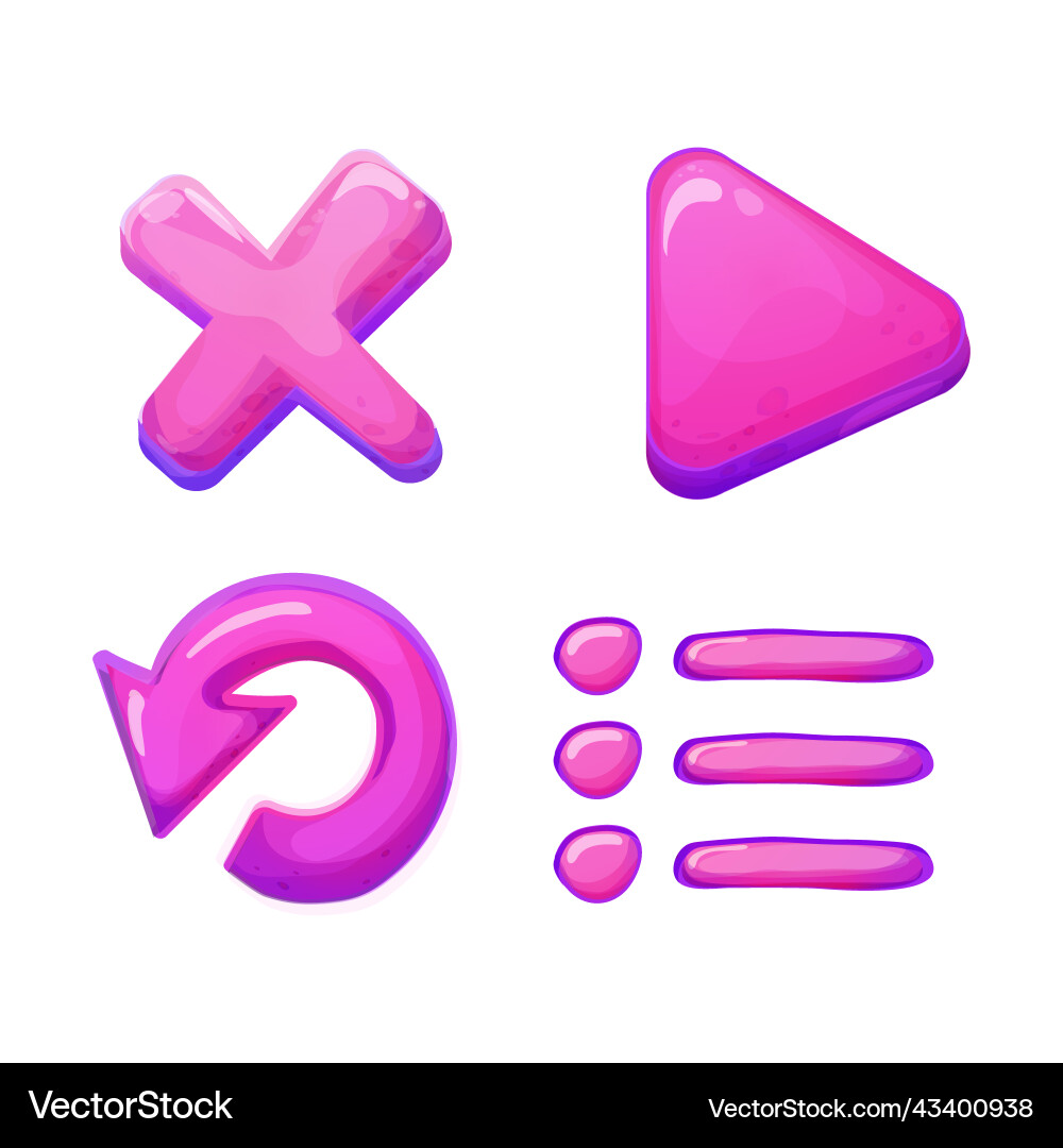 Set of game buttons icons fantasy in funny Set of game buttons icons fantasy in funny vector image