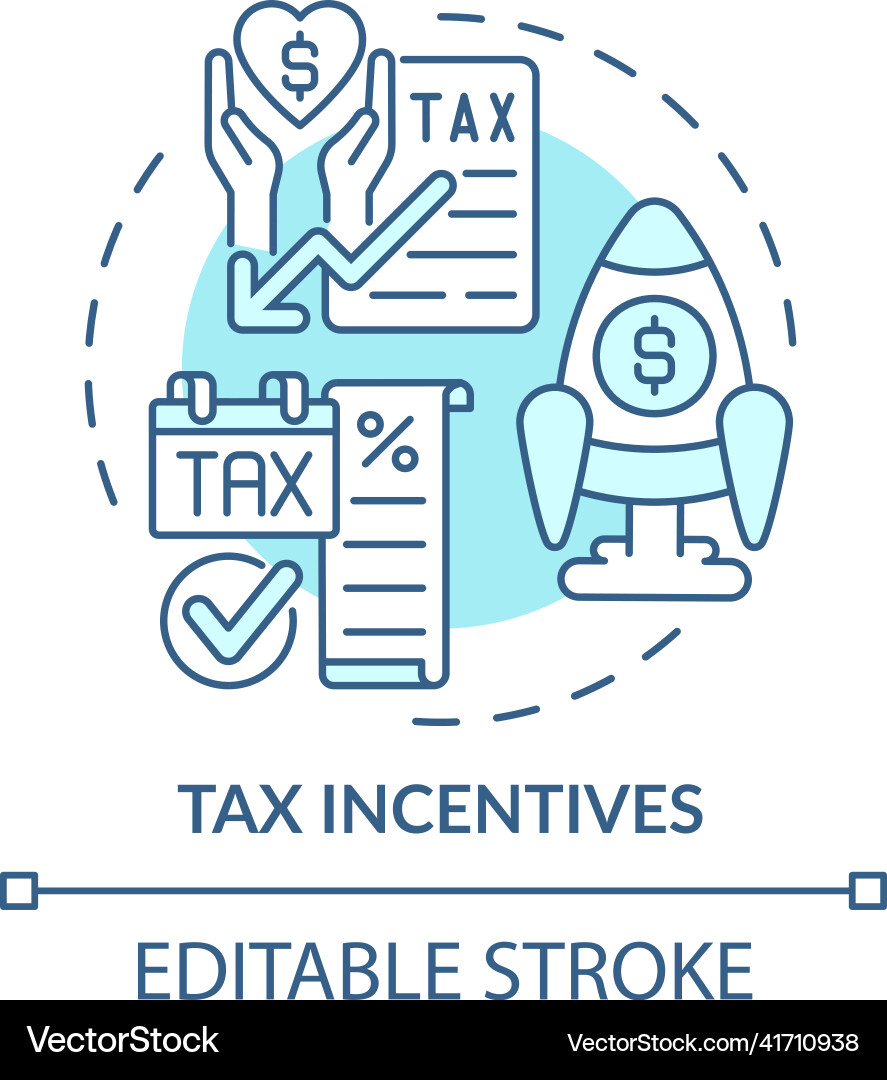 Tax incentives turquoise concept icon Tax incentives turquoise concept icon vector image