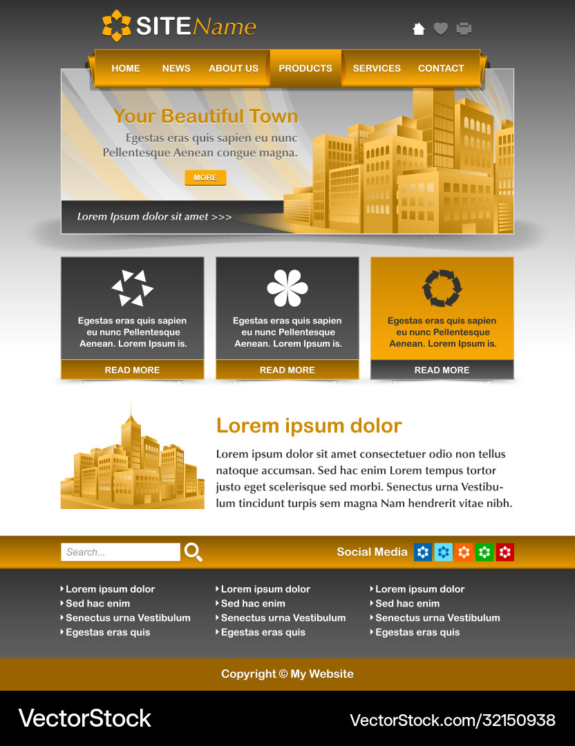Website template layout Website template layout vector image